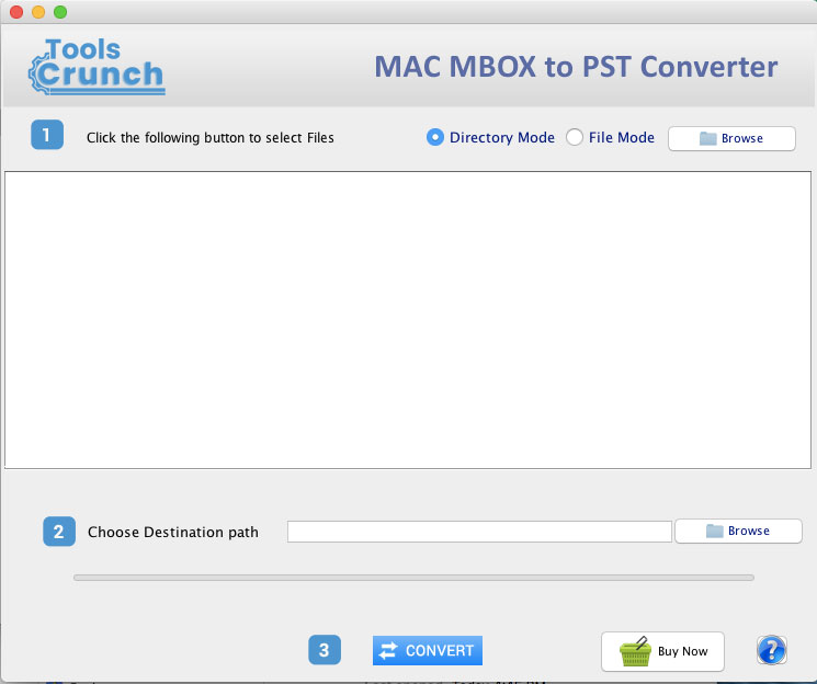 ToolsCrunch MAC MBOX to PST Converter 1.0 : Main Window