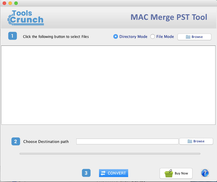 ToolsCrunch Mac Merge PST Tool 1.0 : Main Window