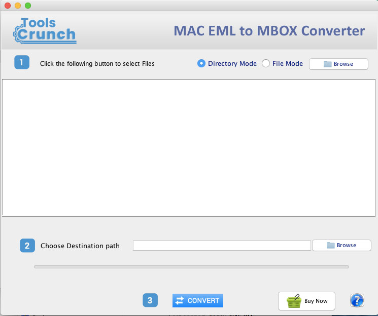 ToolsCrunch Mac EML to MBOX Converter 1.0 : Main Window
