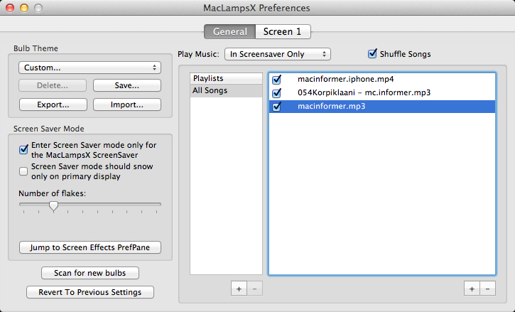 MacLampsX 2.0 : Preferences