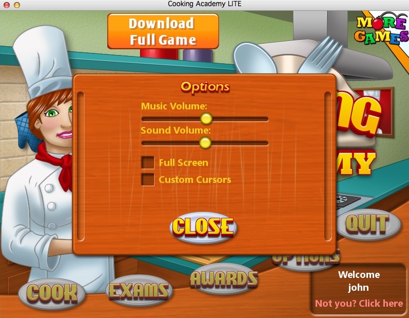 Cooking Academy 1.4 : Game Options