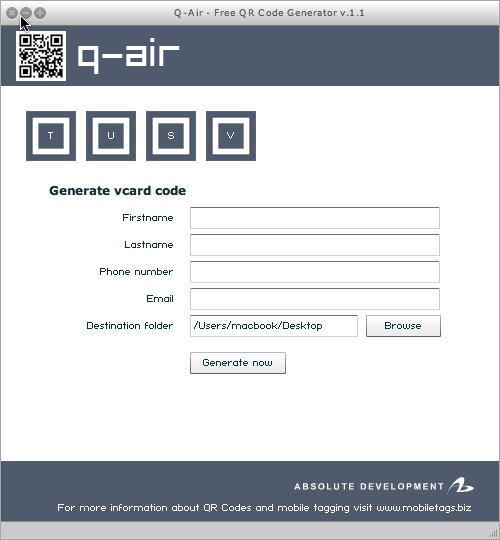 q-air 1.1 : Main window