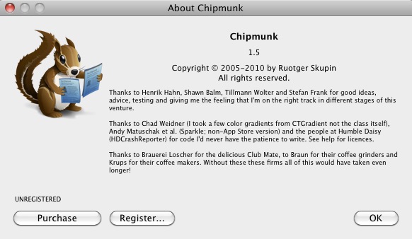 Chipmunk 1.5 : About window