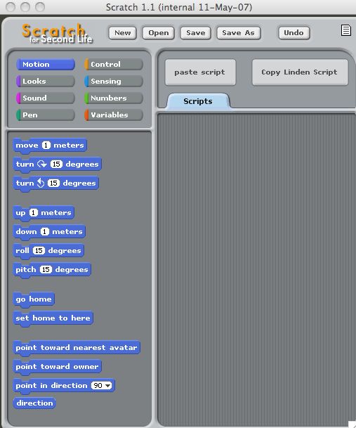 Scratch for Second Life 0.1 : Main window