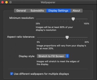 Display settings screen