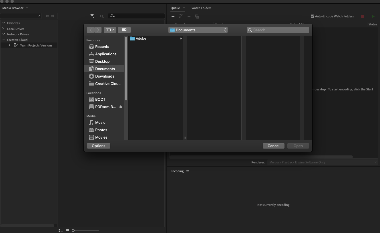 Adobe Media Encoder 2020 14.2 : File selection