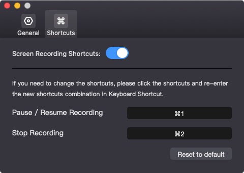 Filmage Screen 1.1 : Shortcuts Preferences