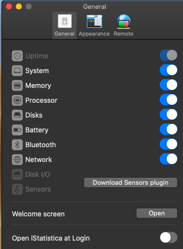 iStatistica Sensors 4.6 : General tab