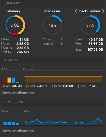 iStatistica Sensors 4.6 : Settings window