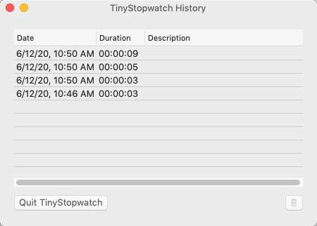 TinyStopwatch 1.3 : History Window