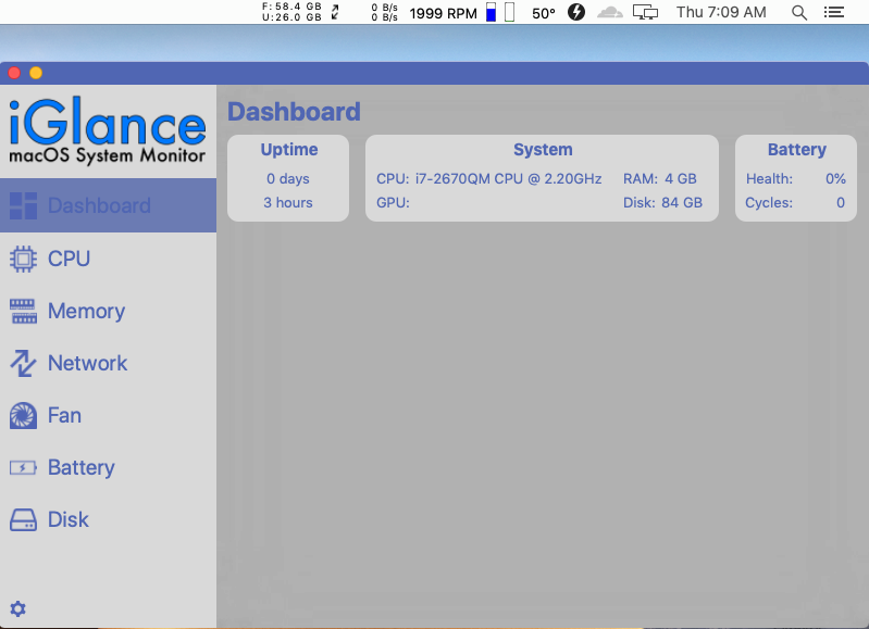 iGlance 2.0 : Icons Bar