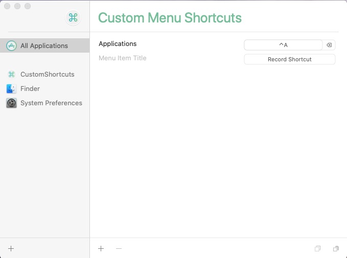 CustomShortcuts 1.0 : Main Screen - All Applications tab