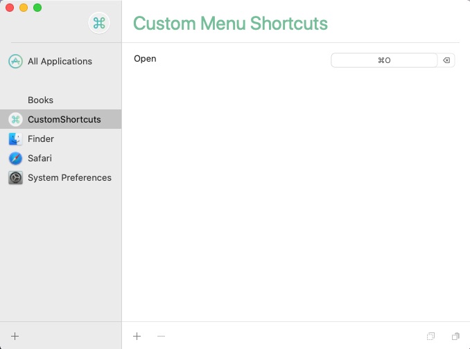 CustomShortcuts 1.0 : Main Screen - Custom Shortcuts