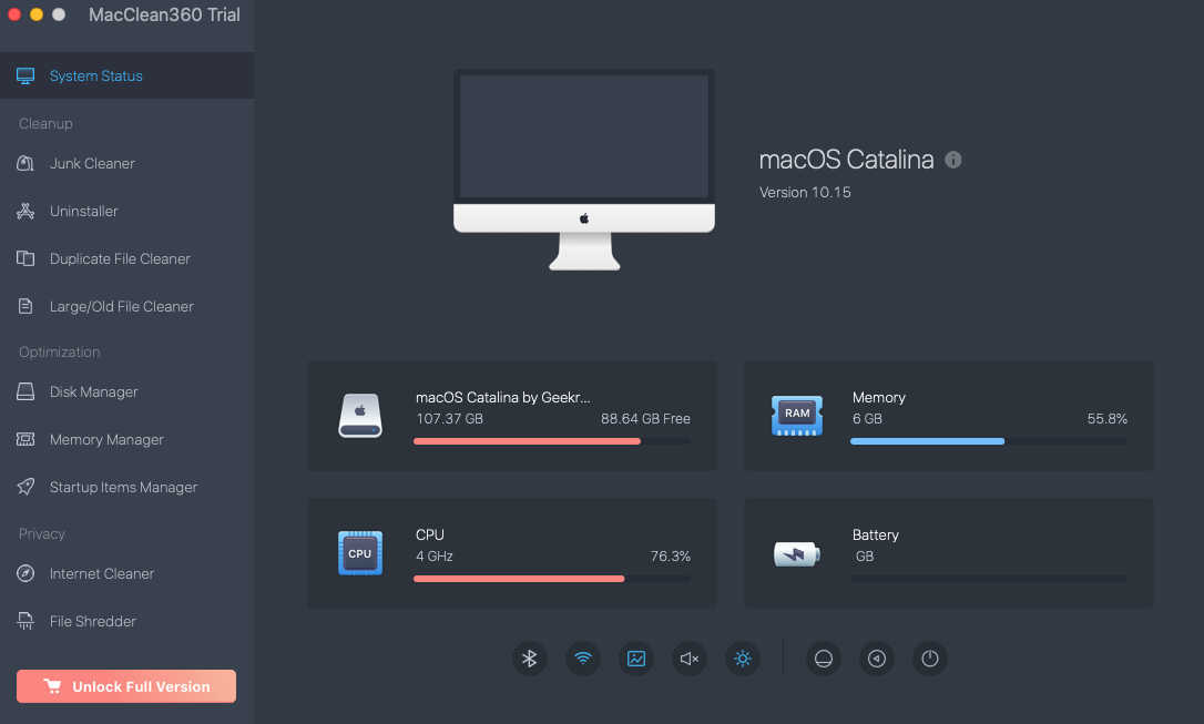 MacClean360 4.6 : Main interface