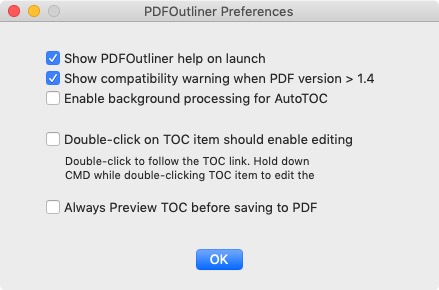 PDFOutliner 1.7 : Preferences