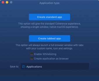 Select Application Type