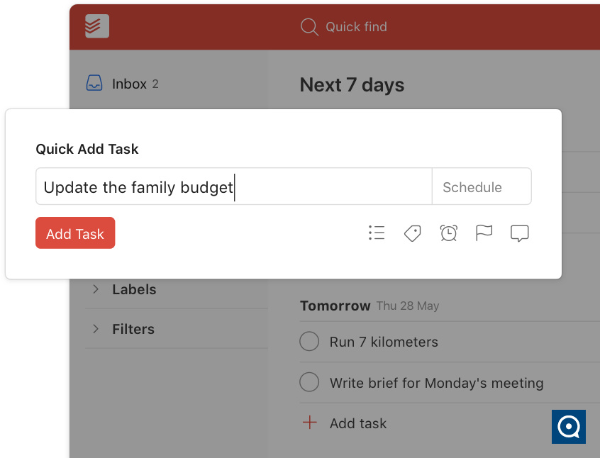 Todoist (154) 7.3 : todoist quick add feature user interface