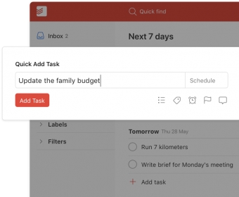 todoist quick add feature user interface