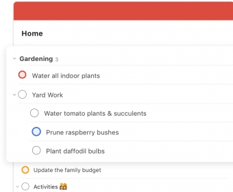 todoist sections and subtasks user interface
