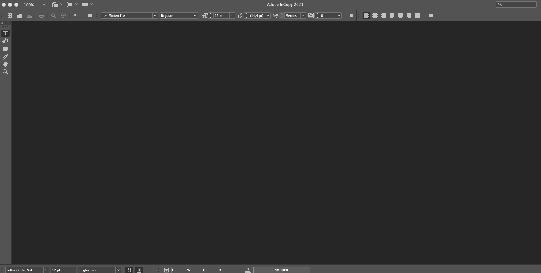 Adobe InCopy 2020 16.2 : Main interface