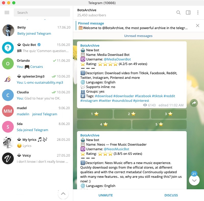 Telegram Lite 2.2 : Main Screen