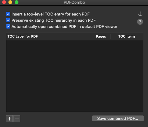 PDFCombo 1.5 : Main interface