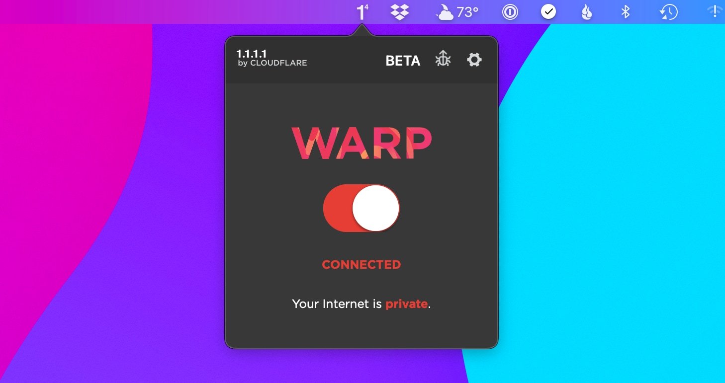 Cloudflare WARP 1.2 beta : Main Window