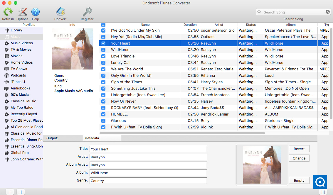 iTunes Converter Ondesoft 6.8 : add iTunes songs