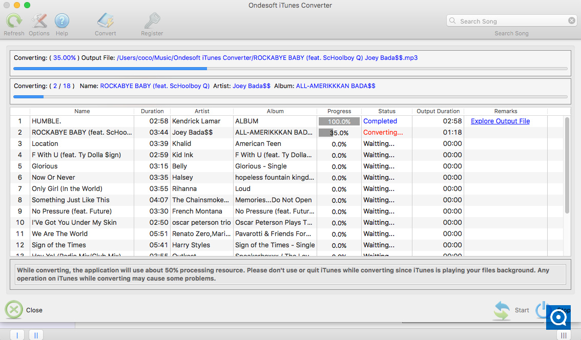 iTunes Converter Ondesoft 6.8 : m4p to mp3