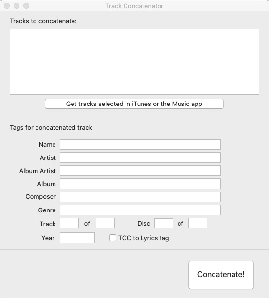 Track Concatenator 3.2 : Welcome Screen