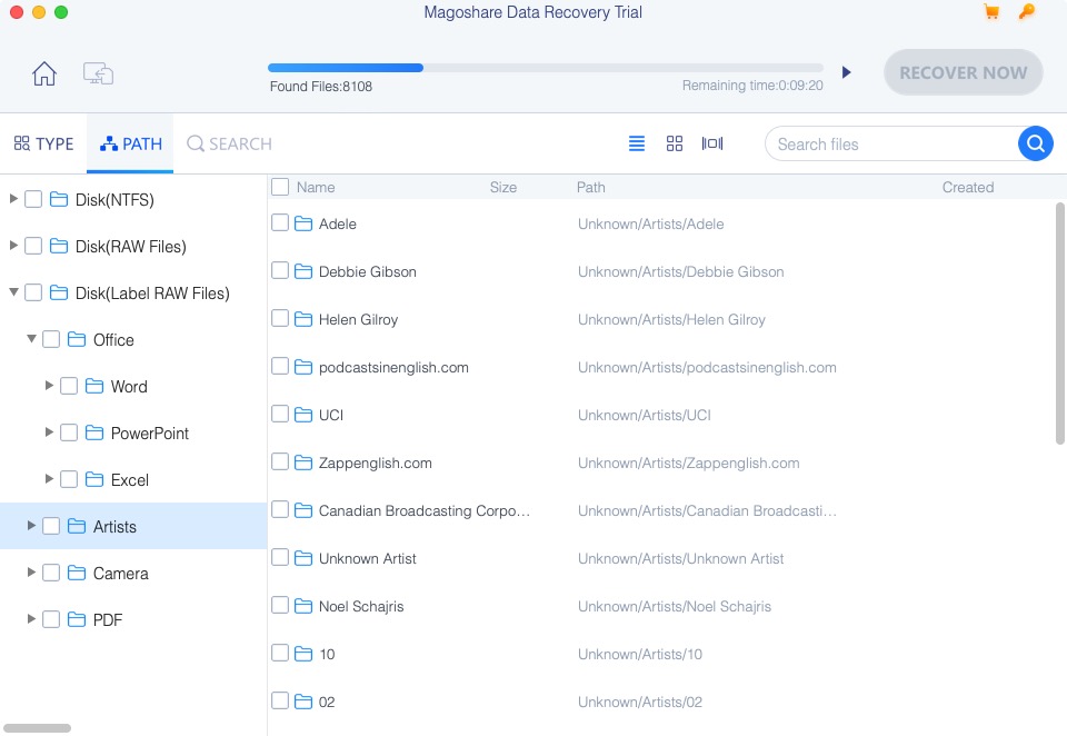 Magoshare Data Recovery 4.3 : Results by Path