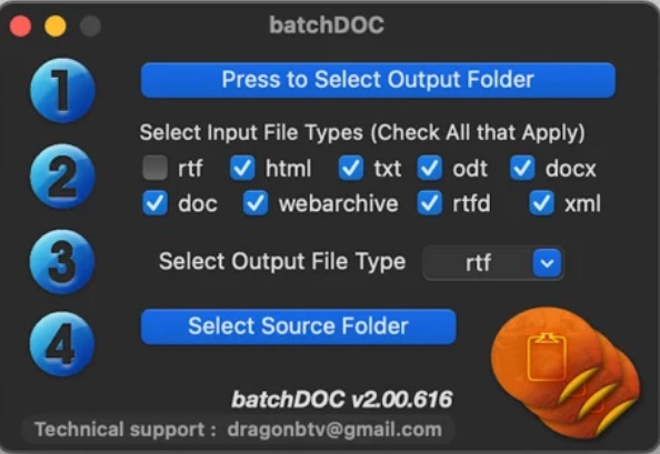 batchDOC 2.0 : Main Screen - Dark Mode
