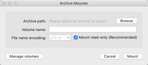 Archive Mounter 1.5 : Main Window