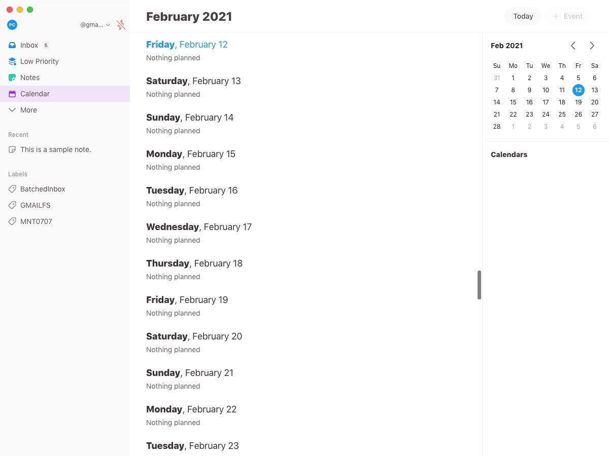 Twobird 1.0 : Calendar 