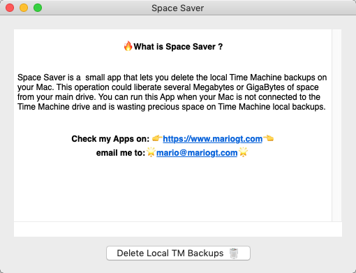 Space Saver 0.5 : Main Window