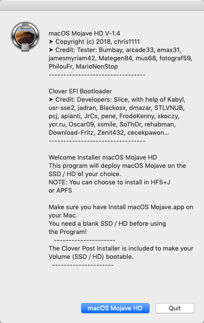 macOS Mojave HD 1.4 : Main Window