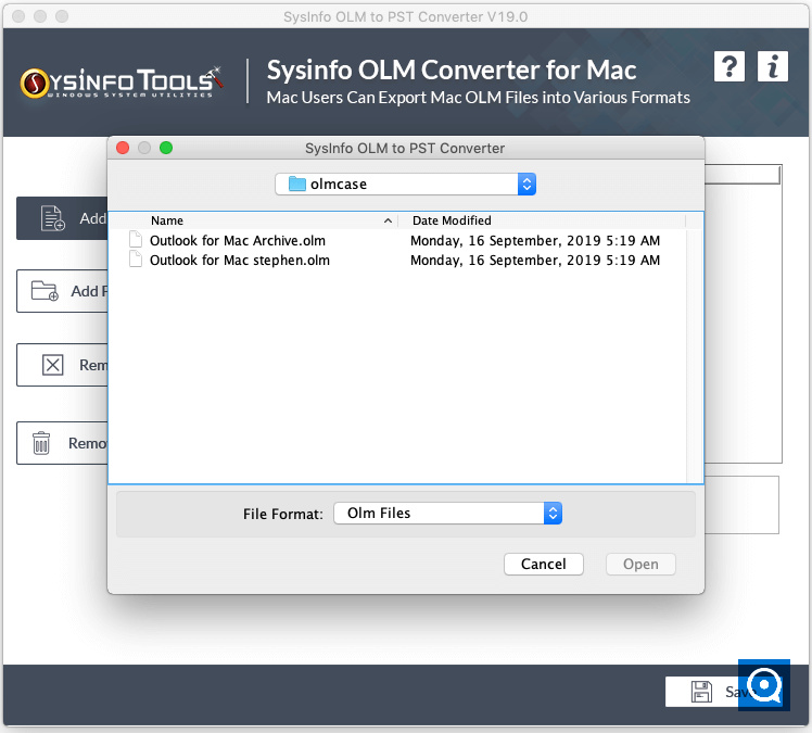 SysInfoTools MAC OLM Converter 19.0 : Mac OLM Converter Step 2