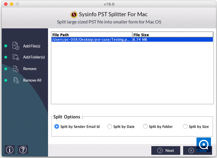 SysInfoTools MAC PST Splitter Software 19.0 : Mac PST Converter Step 3