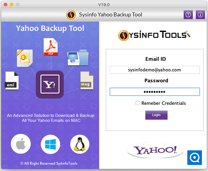 SysInfoTools Yahoo Backup for Mac 19.0 : Run Software