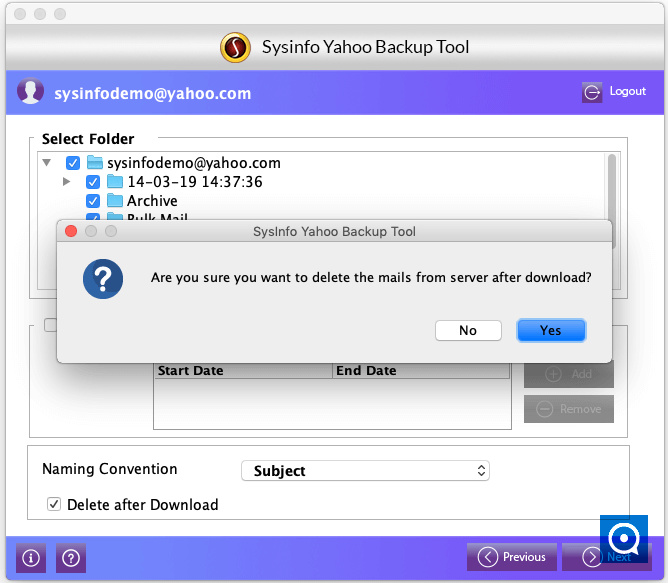 SysInfoTools Yahoo Backup for Mac 19.0 : Scanning Process Complete