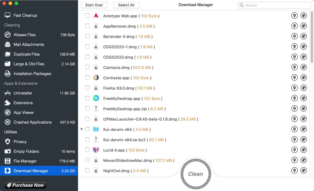 OS Cleaner Pro 7.2 : Download Manager