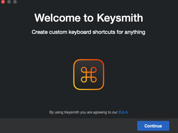 Keysmith 1.1 : Welcome screen