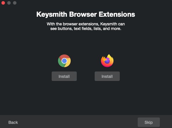 Keysmith 1.1 : Browser extension window