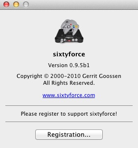 sixtyforce 0.9 beta : About window