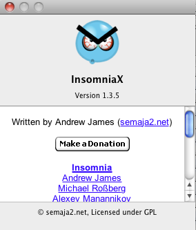 InsomniaX : About window
