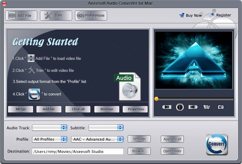 Aiseesoft Audio Converter for Mac 3.2 : Main window