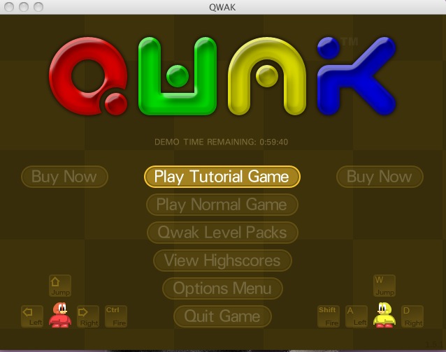 Qwak 1.0 : Main menu