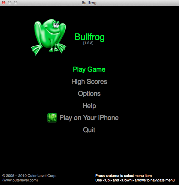 Bullfrog 1.2 : Main Menu