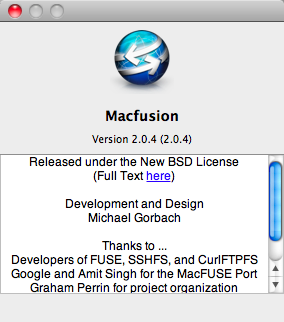 Macfusion 2.0 : Program version