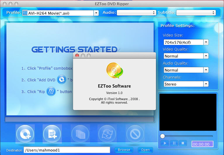 EZToo DVD Ripper 1.0 : Main Window